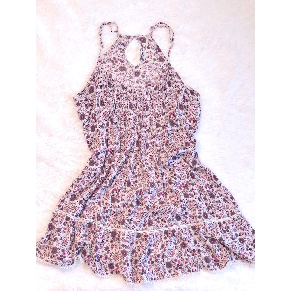 AEO floral sheer sleeveless crochet hem dress